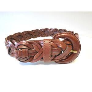 Coach Brown Braided Leather Belt Petite